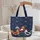 Folk Art Roosters Floral Stars Name Cartouche - Farmhouse Market Day Carry Gift Quilted Tote Bag - 5