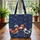 Folk Art Roosters Floral Stars Name Cartouche - Farmhouse Market Day Carry Gift Quilted Tote Bag - 3