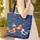 Folk Art Roosters Floral Stars Name Cartouche - Farmhouse Market Day Carry Gift Quilted Tote Bag - 4