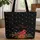 Winter Red Cardinal Poinsettia Wreath Snowflakes Christmas Gift Quilted Tote Bag - 1