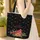 Winter Red Cardinal Poinsettia Wreath Snowflakes Christmas Gift Quilted Tote Bag - 4