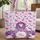 Ornate Deep Purple Awareness Ribbon Floral Blossoms Butterflies Personalized Gift Quilted Tote Bag - 1