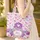 Ornate Deep Purple Awareness Ribbon Floral Blossoms Butterflies Personalized Gift Quilted Tote Bag - 4