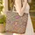 Oranges Yellows Greens Teals Purples Floral Cat Swirls Leaves Wreath Everyday Carry Gift Quilted Tote Bag - 4