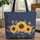 Personalized Name Vibrant Sunflowers Floral Wreath - Everyday Carry Gift for Her Quilted Tote Bag - 1