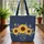 Personalized Name Vibrant Sunflowers Floral Wreath - Everyday Carry Gift for Her Quilted Tote Bag - 3
