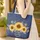 Personalized Name Vibrant Sunflowers Floral Wreath - Everyday Carry Gift for Her Quilted Tote Bag - 4