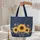Personalized Name Vibrant Sunflowers Floral Wreath - Everyday Carry Gift for Her Quilted Tote Bag - 5