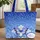 Blue Butterfly Floral Vines Cross Medallion Everyday Carry Gift Quilted Tote Bag - 1