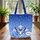 Blue Butterfly Floral Vines Cross Medallion Everyday Carry Gift Quilted Tote Bag - 3