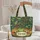 Green Frog Toadstool Wildflower Botanical Vine Wreath Everyday Carry Gift Quilted Tote Bag - 5