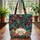 Adorable Sloth Tropical Hibiscus Floral Wreath - Wildlife Lover Everyday Carry Gift Quilted Tote Bag - 3