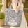 Personalized Majestic Grey Cat Swirling Damask Scrollwork - Cat Lover Everyday Carry Gift Quilted Tote Bag - 4