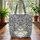 Personalized Majestic Grey Cat Swirling Damask Scrollwork - Cat Lover Everyday Carry Gift Quilted Tote Bag - 3