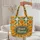 Crocheted Sunflower Wreath Name Frame Granny Squares - Boho Lifestyle Gift Quilted Tote Bag - 5