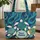Sea Turtles Swirling Lines Crackle Oval - Ocean Life Lover Travel Essentials Gift Quilted Tote Bag - 1
