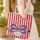 Ornate Patriotic Bow Stars Medallion - Everyday Carry Gift Quilted Tote Bag - 4