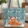 Highland Cow Santa Hats Pine Trees Snowflakes Snowdrift Christmas Winter Season Carry Gift Quilted Tote Bag - 1