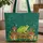 Vibrant Frog Red Mushroom Floral Wreath Personalized Everyday Carry Gift Quilted Tote Bag - 1