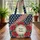 Ornate Poppy Stars Stripes Floral Wreath Personalized Everyday Carry Gift Quilted Tote Bag - 3