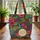 Elegant Peacock Hibiscus Palm Personalized Name - Travel Essentials Gift Quilted Tote Bag - 3