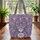 Cat Face Filigree Paisley Art Nouveau - Everyday Carry Personalized Name Gift Quilted Tote Bag - 3