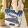 Ornate Steam Locomotive Snowy Pine Forest - Christmas Gift for Train Enthusiast Quilted Tote Bag - 4