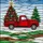Vintage Red Pickup Truck Christmas Tree Winter Snow - Christmas Holiday Gift for Truck Lover Stained Glass Suncatcher - 5