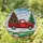 Vintage Red Pickup Truck Christmas Tree Winter Snow - Christmas Holiday Gift for Truck Lover Stained Glass Suncatcher - 1