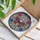 Butterfly Pink Blue Blossoms Green Leaves Diamond Glass Beads Jewel Tone Home Decor Gift Stained Glass Suncatcher - 3