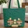 Three Frogs Toadstools Leafy Vines - Everyday Carry Gift for Frog Lover Quilted Tote Bag - 1