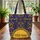 African Inspired Circular Personalized Name Tribal Symbol - Everyday Carry Gift Quilted Tote Bag - 3