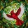 Red Cardinal Bird Flying Forest Berry Jewels - Wildlife Lover Home Decor Gift Stained Glass Suncatcher - 5