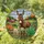 Majestic Brown Donkey Foal Cannabis Leaf Autumn Barn Landscape - Farmhouse Decor Gift Stained Glass Suncatcher - 1