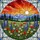 Panoramic Wildflower Meadow Mountains Sunrise Sunset - Home Decor Gift for Nature Lover Stained Glass Suncatcher - 5