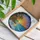 Tropical Sunset Beach Scene Palm Trees Beach Hut Ocean Waves - Home Decor Gift Stained Glass Suncatcher - 3