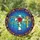 White Cross Red Rose Blue Golden Crosses Vine Circular Scene - Home Decor Gift Stained Glass Suncatcher - 1