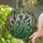 Deep Violet Thistle Flowers Green Leaves Organic Shapes - Home Decor Gift Stained Glass Suncatcher - 2