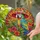 Macaw Bird Hat Tropical Hibiscus Palm Fronds Tiffany Glass - Wildlife Lover Gift Stained Glass Suncatcher - 2