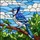 Stained Glass Blue Jay Tree Branch Green Leaves Sky Clouds - Home Decor Gift Stained Glass Suncatcher - 5