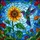 Hummingbird Sunflower Swirling Sky - Home Decor Gift for Wildlife Lover Stained Glass Suncatcher - 5