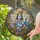 Lord Krishna Golden Flute Blue Peacock Floral Garden - Spiritual Decor Gift Stained Glass Suncatcher - 2