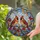 Northern Cardinals Red Berries Amber Leaves Blue Sky Mosaic - Wildlife Home Decor Gift Stained Glass Suncatcher - 2