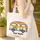 Patchwork Camper Van Rainbow Stripes Daisies Sunflowers Floral Name Wreath Confetti - Travel Essentials Quilted Tote Bag - 4
