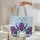 Purple Iris Flowers Swirling Leaves Floral Wreath Everyday Carry Travel Gift Quilted Tote Bag - 5