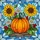 Plump Orange Pumpkin Sunflowers Daisies Red Berries Lush Green Leaves - Farmhouse Decor Gift Stained Glass Suncatcher - 5