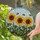 Tiffany Sunflowers Honeybees Floral Mosaic Sky Leaves - Home Decor Gift for Bee Lover Stained Glass Suncatcher - 2