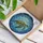 Sea Turtle Swimming Ocean Water Currents Bubbles Circular Frame Home Decor Gift Wildlife Lover Stained Glass Suncatcher - 3