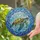 Sea Turtle Swimming Ocean Water Currents Bubbles Circular Frame Home Decor Gift Wildlife Lover Stained Glass Suncatcher - 2