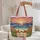 Tropical Sunset Beach Chairs Hibiscus Name Wreath - Vacation Travel Quilted Tote Bag - 5